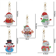 Charger l'image dans la galerie, Porte-Clés Diamond Painting 5D avec Bonhommes de Neige 5 Pièces
