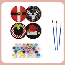 Charger l'image dans la galerie, Peinture par numéros Dessous de Verre 15cm (4 pièces) - Cadeau de Noël Créatif
