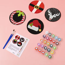 Charger l'image dans la galerie, Peinture par numéros Dessous de Verre 15cm (4 pièces) - Cadeau de Noël Créatif