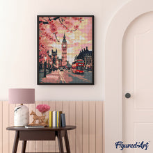 Charger l'image dans la galerie, Broderie Diamant - Londres en fleurs 40x50cm toile tendue sur châssis
