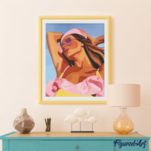 Charger l'image dans la galerie, Broderie Diamant - Fille embrassée par le soleil 40x50cm toile tendue sur châssis