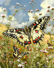 Charger l'image dans la galerie, Diamond Painting - Broderie Diamant - Papillon Proserpine et Fleurs des Champs 40x50cm toile tendue sur châssis