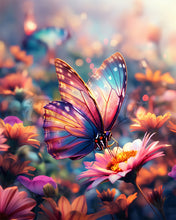 Charger l'image dans la galerie, Diamond Painting - Broderie Diamant - Papillon butinant 40x50cm toile tendue sur châssis