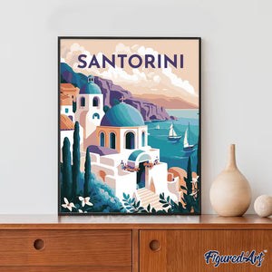 Broderie Diamant - Affiche Poster Santorin