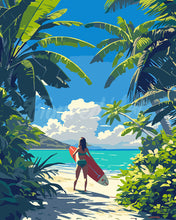 Charger l'image dans la galerie, Peinture par numéros Figured'Art Paradis tropical du surf