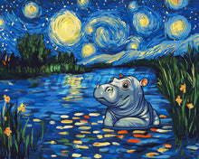 Charger l'image dans la galerie, Peinture par numéros Figured'Art Hippopotame dans la Nuit Étoilée
