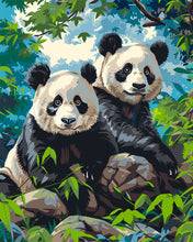 Charger l'image dans la galerie, Peinture par numéros Figured'Art Jumeaux Pandas Géants