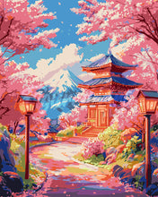Charger l'image dans la galerie, Peinture par numéros Figured'Art Route des Cerisiers en Fleurs vers la Pagode