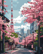 Charger l'image dans la galerie, Peinture par numéros Figured'Art Rue des Cerisiers en Fleurs à Tokyo