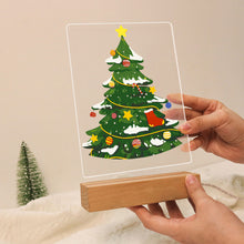 Charger l'image dans la galerie, Peinture par numéros - Support en bois avec Lumière LED 15x20cm - Sapin de Noël
