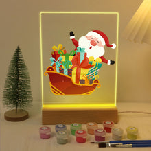 Charger l'image dans la galerie, Peinture par numéros - Support en bois avec Lumière LED 15x20cm - Père Noël 01