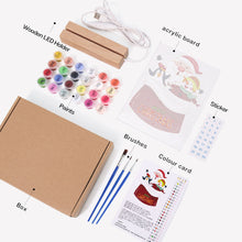 Charger l'image dans la galerie, Peinture par numéros - Support en bois avec Lumière LED 15x20cm - Père Noël 02