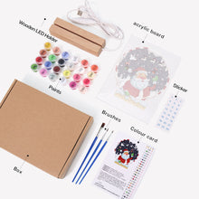 Charger l'image dans la galerie, Peinture par numéros - Support en bois avec Lumière LED 15x20cm - Père Noël 06