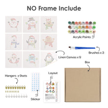 Charger l'image dans la galerie, Mini Peinture par numéros 15x15cm (9 pièces) - Personnages Mignons de Noël