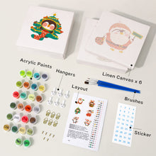 Charger l'image dans la galerie, Mini Peinture par numéros 15x15cm (6 pièces) - Pingouin d'Hiver de Noël