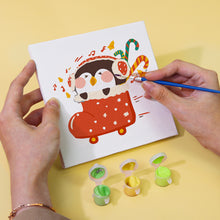 Charger l'image dans la galerie, Mini Peinture par numéros 15x15cm (6 pièces) - Pingouin d'Hiver de Noël