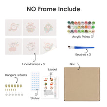 Charger l'image dans la galerie, Mini Peinture par numéros 15x15cm (6 pièces) - Pingouin d'Hiver de Noël