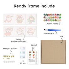 Charger l'image dans la galerie, Mini Peinture par numéros 15x15cm (6 pièces) - Pingouin d'Hiver de Noël