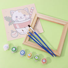 Charger l'image dans la galerie, Mini Peinture par numéros 15x15cm (6 pièces) - Chats de Noël dans des Tasses