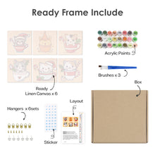 Charger l'image dans la galerie, Mini Peinture par numéros 15x15cm (6 pièces) - Chats de Noël dans des Tasses