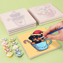 Charger l'image dans la galerie, Mini Peinture par numéros 15x15cm (6 pièces) - Chiens de Noël dans des Tasses