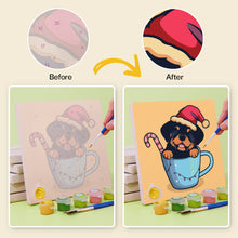 Charger l'image dans la galerie, Mini Peinture par numéros 15x15cm (6 pièces) - Chiens de Noël dans des Tasses