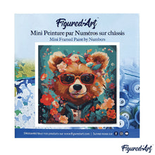 Charger l'image dans la galerie, Mini Peinture par Numéros 20x20cm avec cadre Ourson fantaisie et fleurs