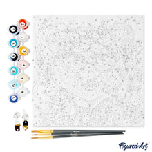 Charger l'image dans la galerie, Mini Peinture par Numéros 20x20cm avec cadre Ourson fantaisie et fleurs