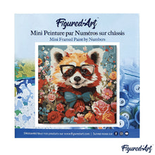 Charger l'image dans la galerie, Mini Peinture par Numéros 20x20cm avec cadre Panda roux fantaisie et fleurs