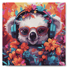 Charger l'image dans la galerie, Mini Peinture par Numéros 20x20cm avec cadre Koala fantaisie et fleurs