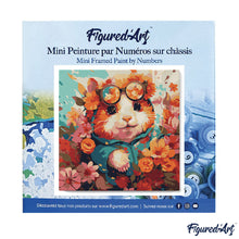 Charger l'image dans la galerie, Mini Peinture par Numéros 20x20cm avec cadre Hamster fantaisie et fleurs