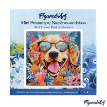 Charger l'image dans la galerie, Mini Peinture par Numéros 20x20cm avec cadre Chiot fantaisie et des fleurs