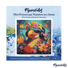 Charger l'image dans la galerie, Mini Peinture par Numéros 20x20cm avec cadre Oiseau fantaisie et des fleurs