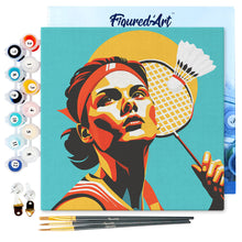 Charger l'image dans la galerie, Mini Peinture par Numéros 20x20cm avec cadre Affiche sportive Badminton