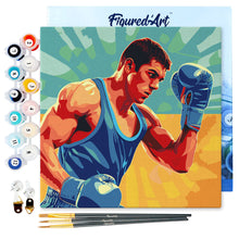 Charger l'image dans la galerie, Mini Peinture par Numéros 20x20cm avec cadre Affiche sportive Boxe