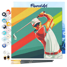 Charger l'image dans la galerie, Mini Peinture par Numéros 20x20cm avec cadre Affiche sportive Golf