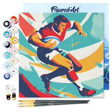 Charger l'image dans la galerie, Mini Peinture par Numéros 20x20cm avec cadre Affiche sportive Rugby
