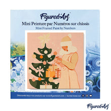 Charger l'image dans la galerie, Mini Peinture par Numéros 20x20cm avec cadre Femme avec arbre de Noël