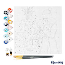 Charger l'image dans la galerie, Mini Peinture par Numéros 20x20cm avec cadre Femme avec arbre de Noël