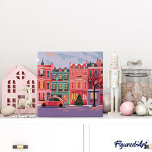 Charger l'image dans la galerie, Mini Peinture par Numéros 20x20cm avec cadre Jolie Rue de Noël Colorée