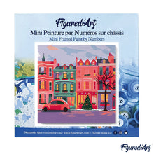 Charger l'image dans la galerie, Mini Peinture par Numéros 20x20cm avec cadre Jolie Rue de Noël Colorée