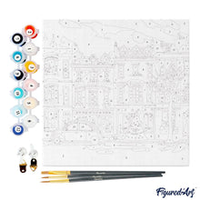 Charger l'image dans la galerie, Mini Peinture par Numéros 20x20cm avec cadre Jolie Rue de Noël Colorée