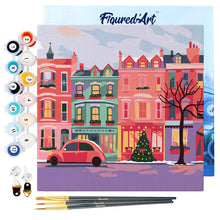 Charger l'image dans la galerie, Mini Peinture par Numéros 20x20cm avec cadre Jolie Rue de Noël Colorée