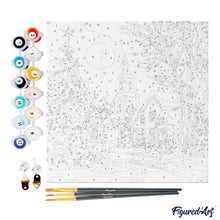 Charger l'image dans la galerie, Mini Peinture par Numéros 20x20cm avec cadre Rue de Noël Enneigée