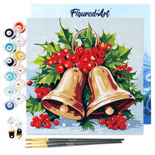 Charger l'image dans la galerie, Mini Peinture par Numéros 20x20cm avec cadre Cloches de Noël