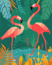 Charger l'image dans la galerie, peinture par numéros | Flamants Roses les pieds dans l'eau | animaux oiseaux flamants roses nouveautés facile | FiguredArt