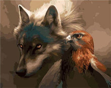 Charger l'image dans la galerie, peinture par numéros | Le Loup et l’Aigle | aigles, animaux, complexe, loups, oiseaux | FiguredArt