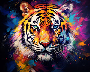 Diamond Painting - Broderie Diamant - Tigre Coloré Abstrait