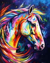 Charger l'image dans la galerie, Diamond Painting - Broderie Diamant - Cheval Coloré Abstrait 40x50cm toile tendue sur châssis