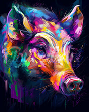Charger l'image dans la galerie, Diamond Painting - Broderie Diamant - Sanglier Coloré Abstrait 40x50cm toile tendue sur châssis
